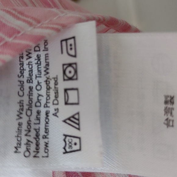 EB Women's Lightweight Cotton Button Down Pink Stripe Casual Shirt 3/4 Sleeve XL - Picture 10 of 10